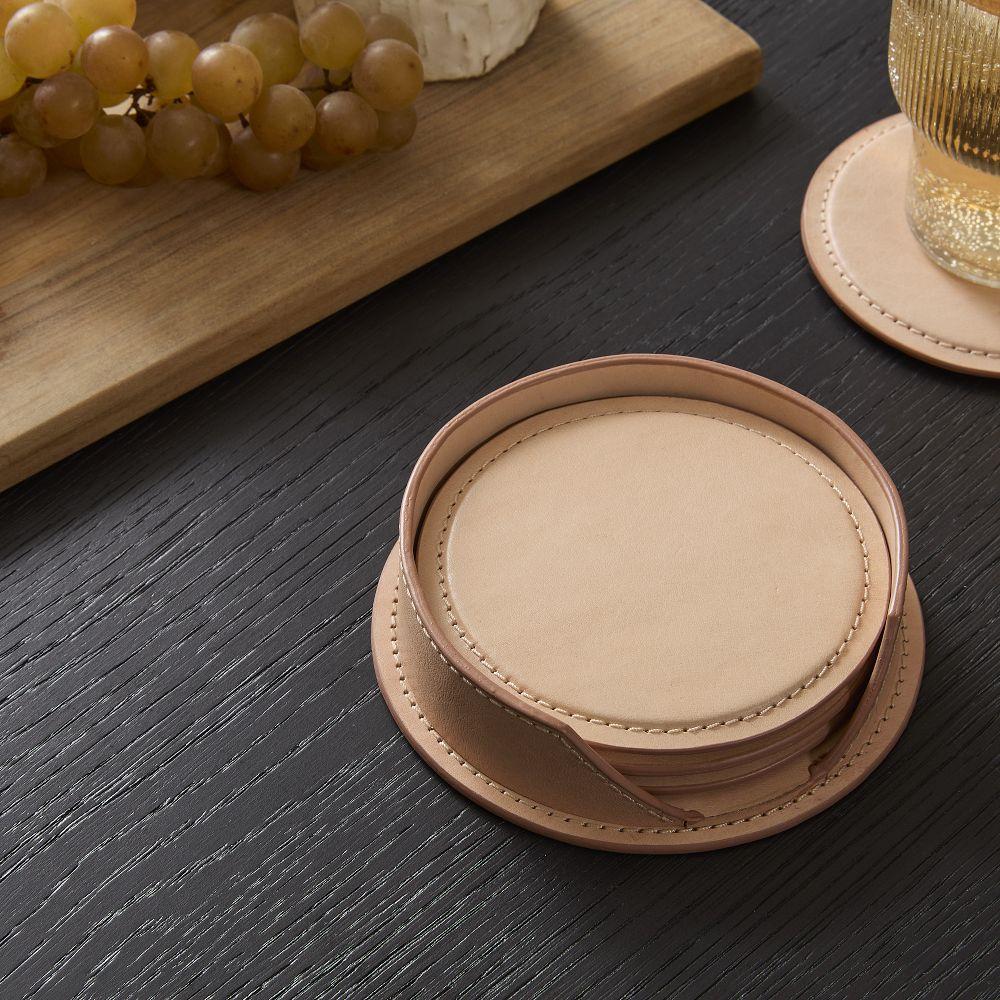 Leather Coasters Set of 4 Handcrafted Elegance West Elm UK